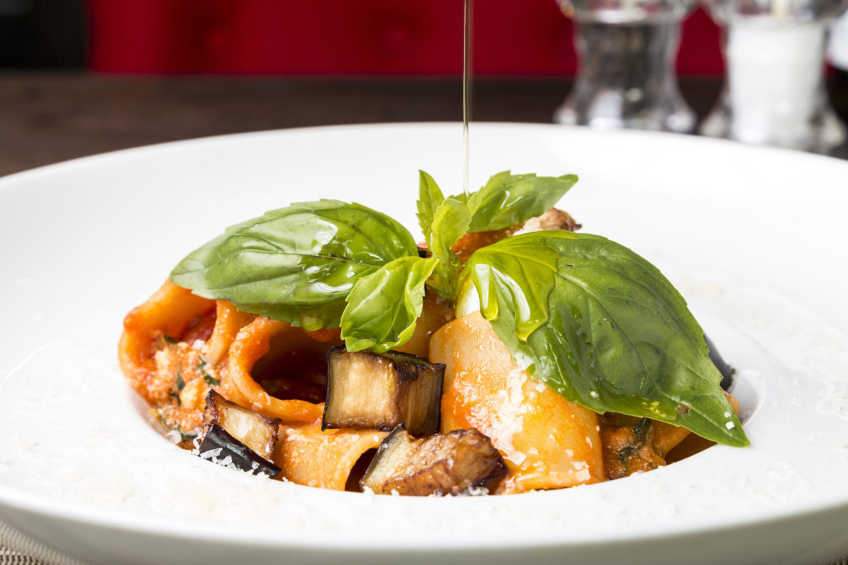 Food Photography - Italian Cuisine - Eggplant and Basil Pasta